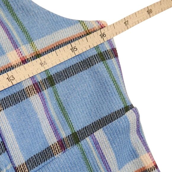 Live to Be Spoiled Midi Dress Empire Waist Ruched Top Blue Plaid Junior's Large - Picture 9 of 11